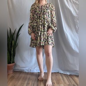 NEW Cinq à Sept Dita Floral Print Long Sleeve Tiered Mini dress Size 4